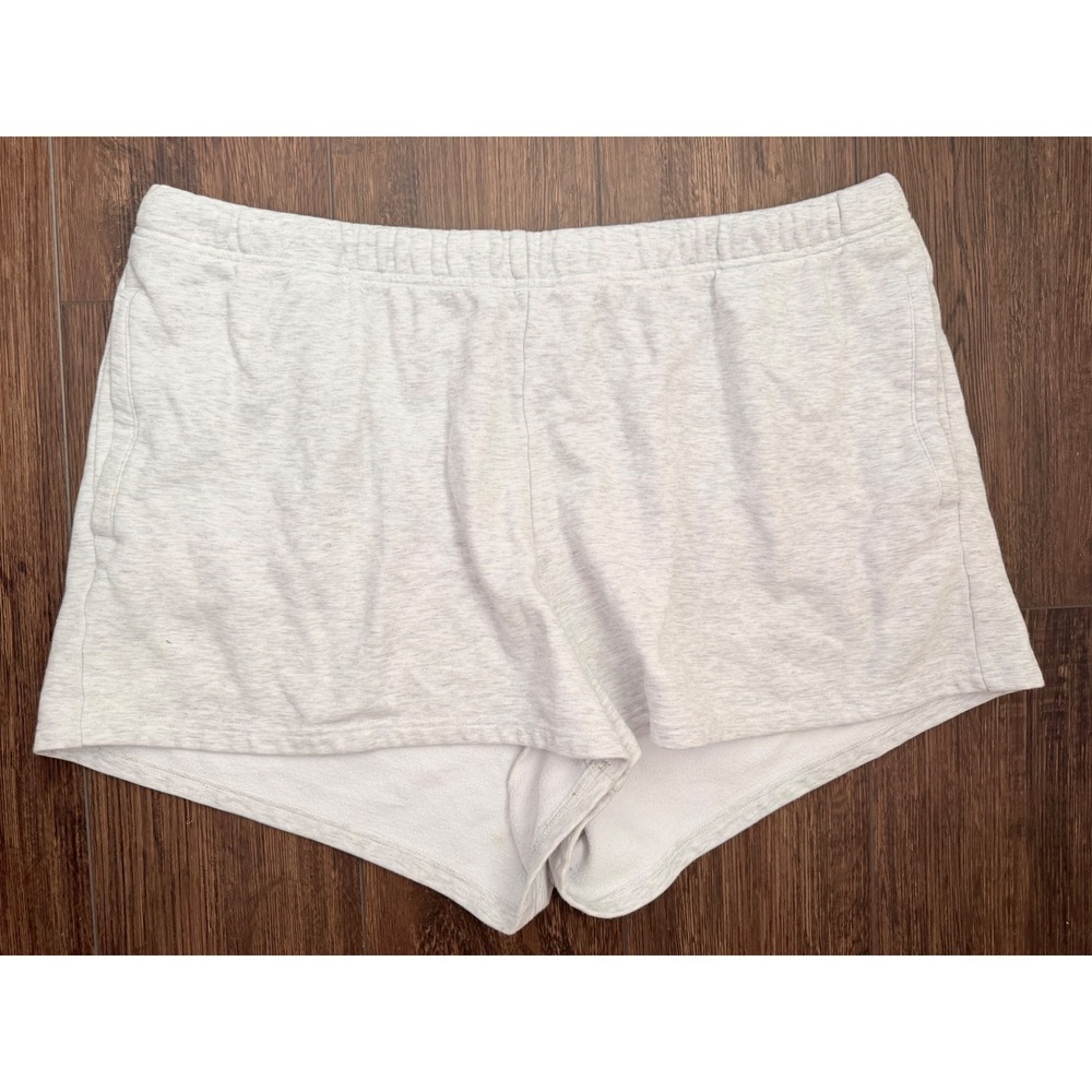 Skims Light Gray Heather Fleece Lounge Shorts with Pockets Plus Size 2X